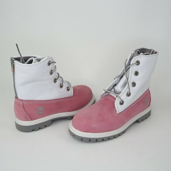 Timberland Little Kids Boots Leather SPD UP Pink Grey - Picture 8 of 12